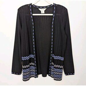 EXCLUSIVELY MISOOK XL Pointelle Zig Zag Chevron Knit Open Jacket Top Cardigan